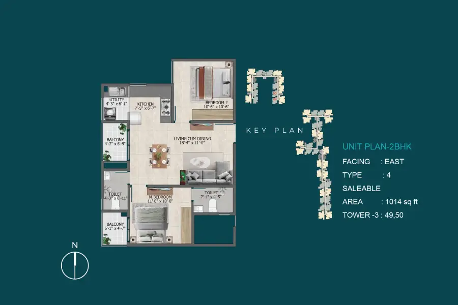 Cloud Seeding Sowparnika floor plan 2bhk