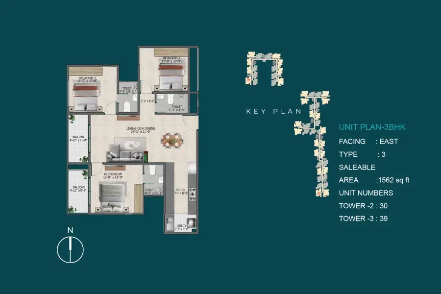 Cloud Seeding Sowparnika floor plan 3 bhk