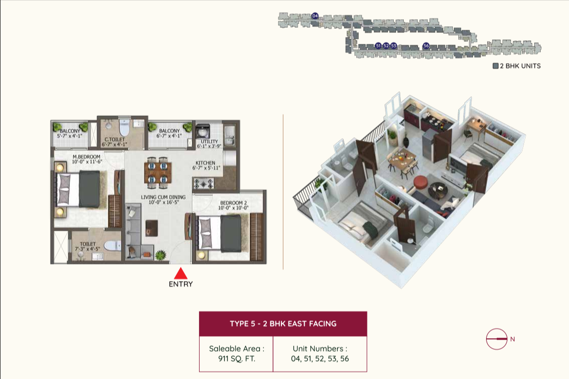 Sowparnika Euphoria In The East 2bhk Floor Plan