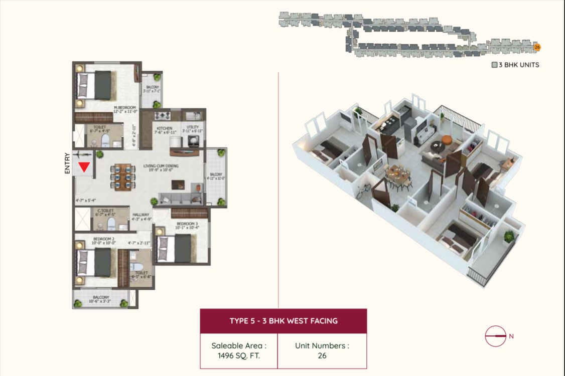 Sowparnika Euphoria In The East 3bhk west facing floor plan