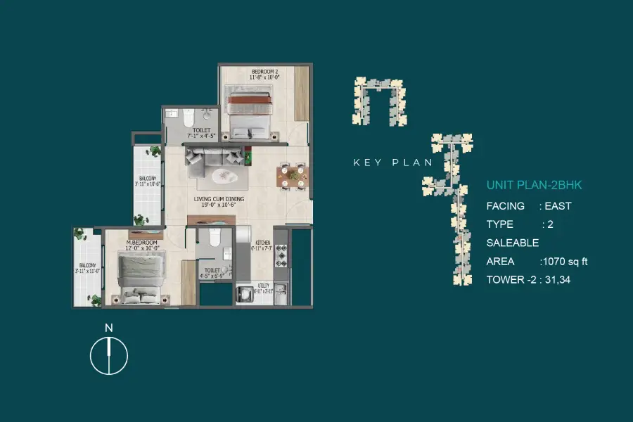 sowparnika whitefield 2 bhk floor plan