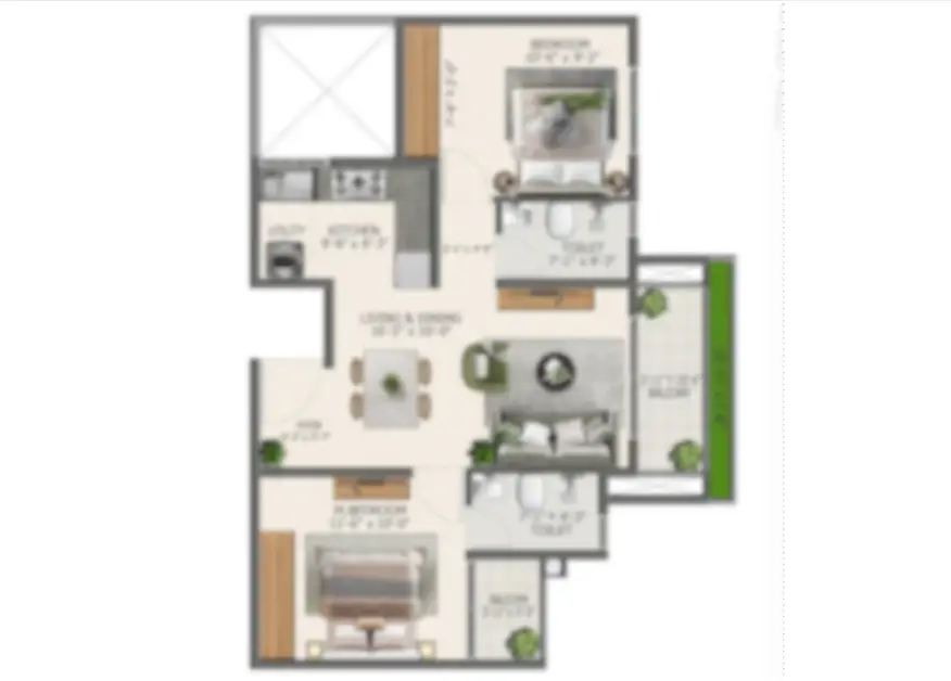 Sowparnika Whispering Petals 2bhk floor plan